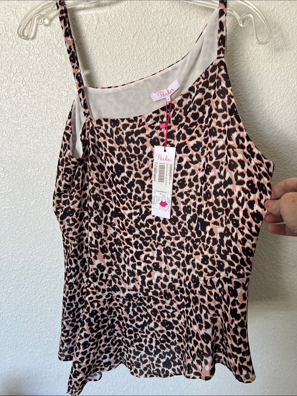 Parker Leopard Print Satin Camisole - Pink and Black- has side zipper. Med